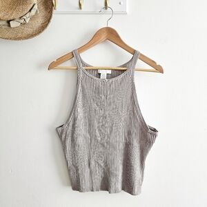 NWT H&M Ribbed Greige Knit Tank Halter Top | Livaeco™ Viscose | Size XXL